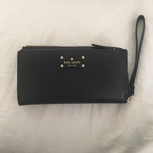 Kate Spade black leather wristlet